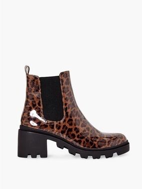 Leopard Patent Chelsea Boot - Brown and black like new sz 8